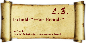 Leimdörfer Bennó névjegykártya